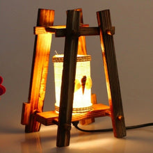 Load image into Gallery viewer, Vintage Handmade Wood Table Lamp